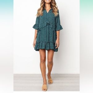 Green Polka Dot Ruffle Dress